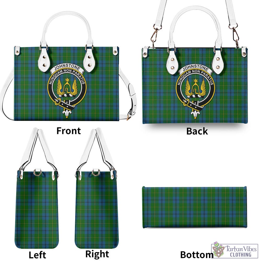 Tartan Vibes Clothing Johnstone-Johnston Tartan Luxury Leather Handbags with Family Crest