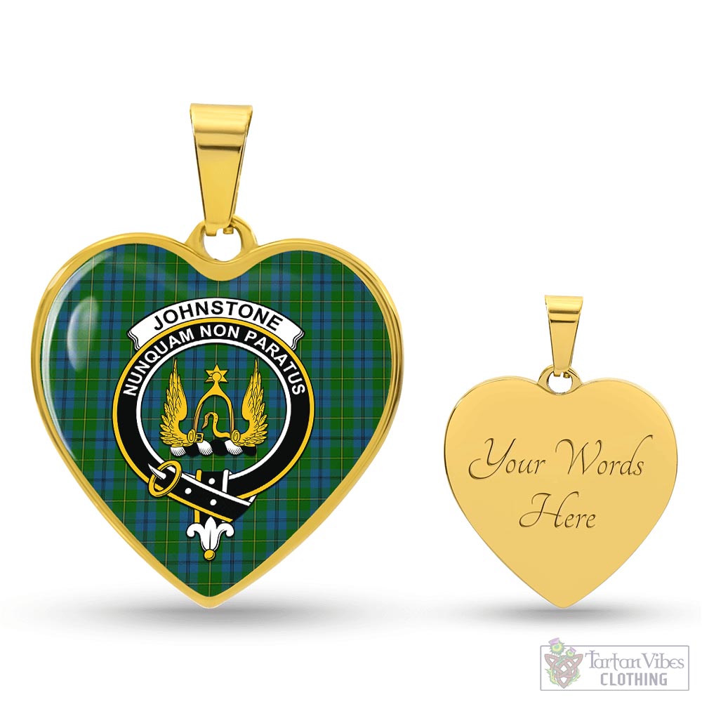 Tartan Vibes Clothing Johnstone-Johnston Tartan Heart Necklace with Family Crest