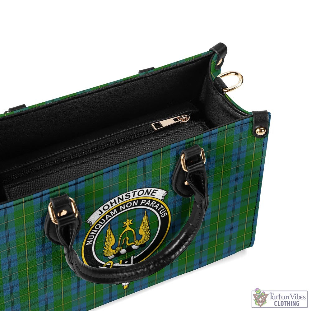 Tartan Vibes Clothing Johnstone-Johnston Tartan Luxury Leather Handbags with Family Crest