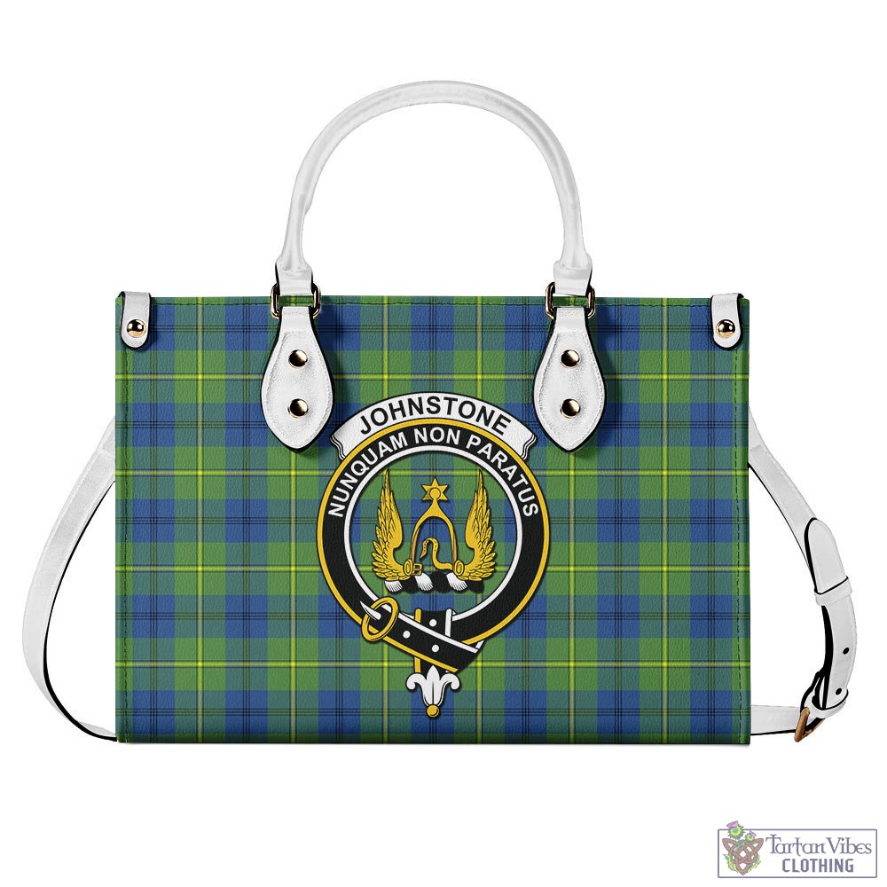 Tartan Vibes Clothing Johnstone-Johnston Ancient Tartan Luxury Leather Handbags with Family Crest