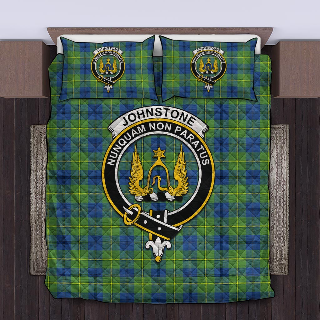 Johnstone Ancient Tartan Quilt Bed Set with Family Crest Twin - Tartan Vibes Clothing