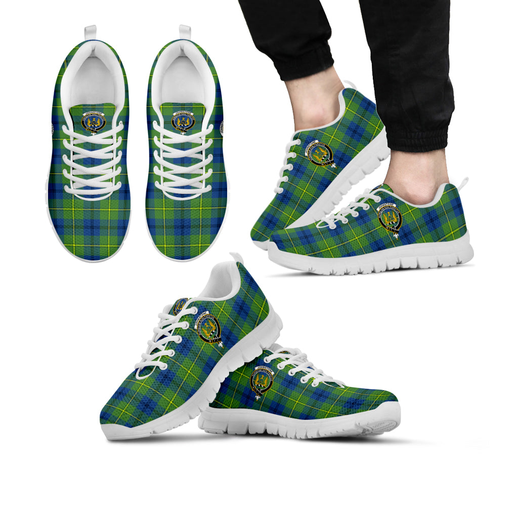 Johnstone Ancient Tartan Sneakers with Family Crest Kid's Sneakers - Tartan Vibes Clothing