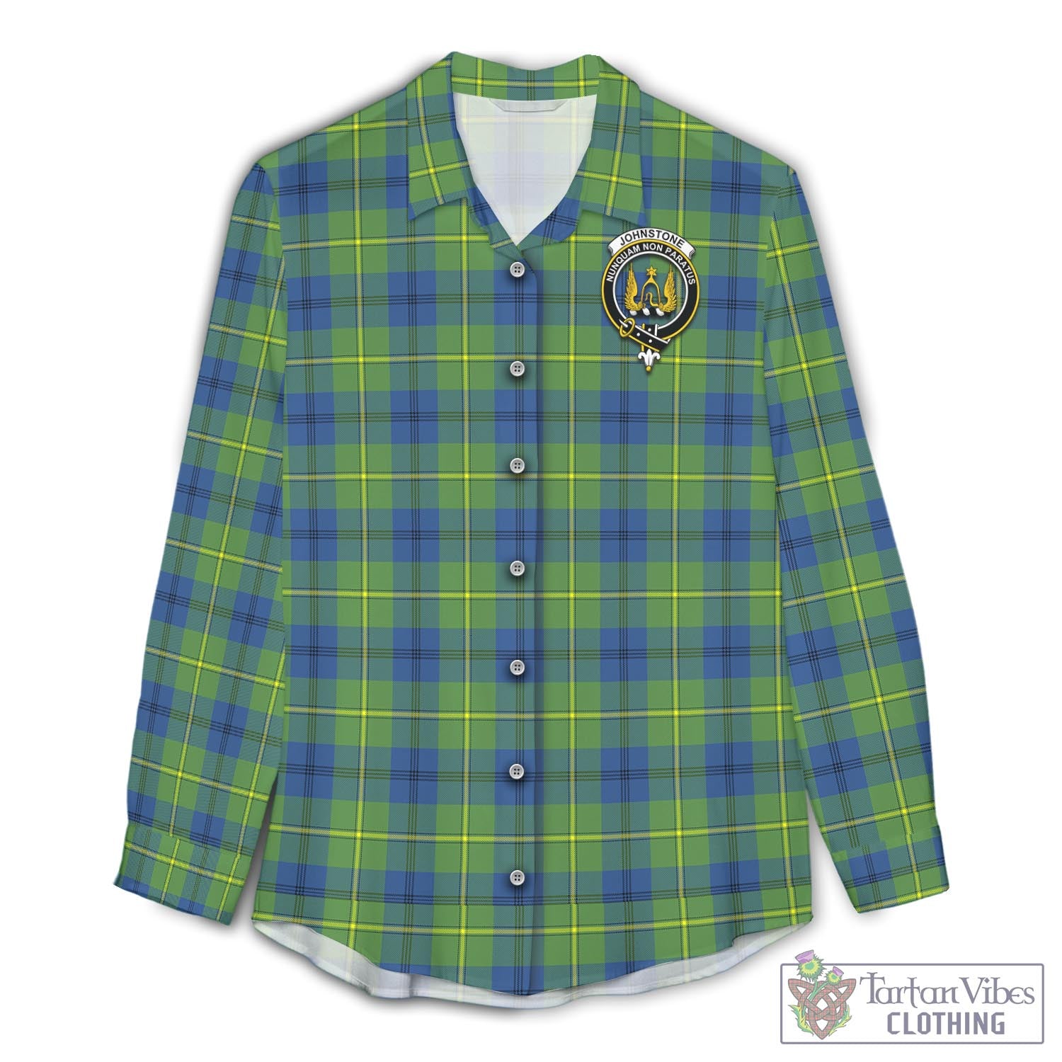 Tartan Vibes Clothing Johnstone-Johnston Ancient Tartan Womens Casual Shirt with Family Crest