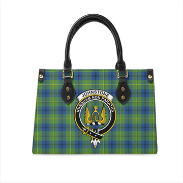 Johnstone Ancient Tartan Leather Bag with Family Crest