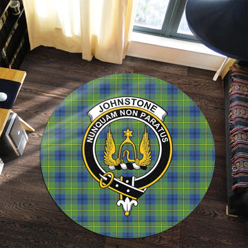 Johnstone Ancient Tartan Round Rug with Family Crest