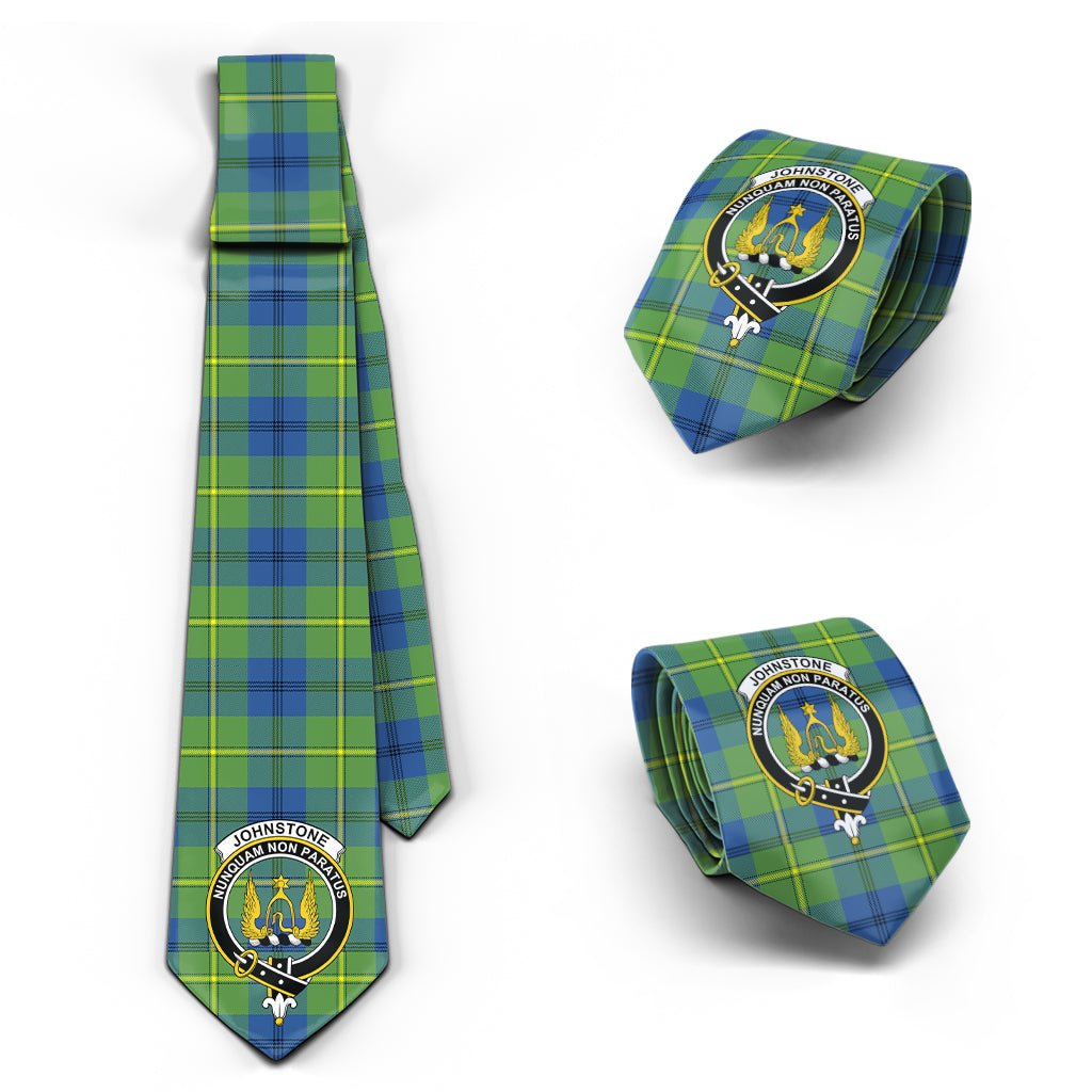 Johnstone Ancient Tartan Classic Necktie with Family Crest Necktie One Size - Tartan Vibes Clothing