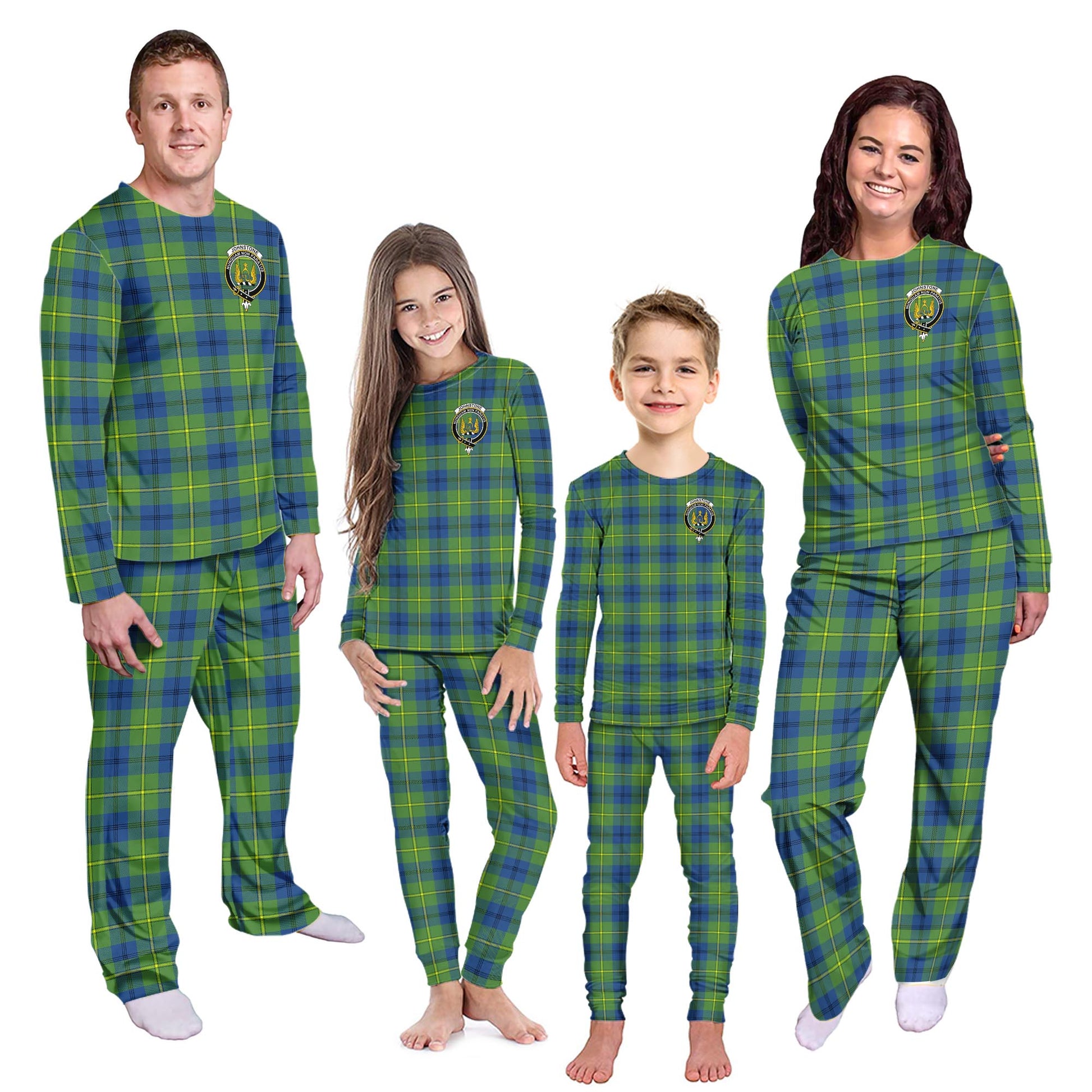 Johnstone-Johnston Ancient Tartan Pajamas Family Set with Family Crest - Tartanvibesclothing