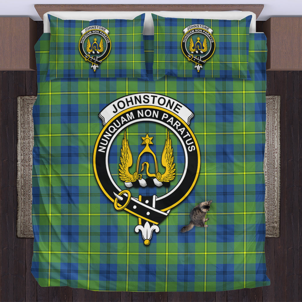 Johnstone Ancient Tartan Bedding Set with Family Crest US Bedding Set - Tartan Vibes Clothing