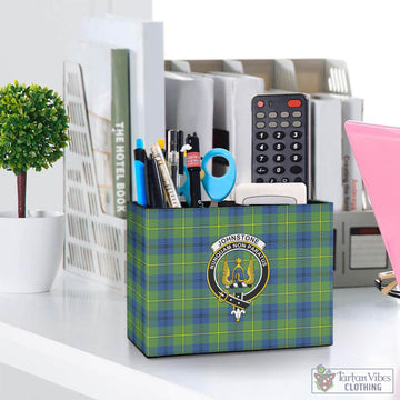 Johnstone Ancient Tartan Pen Holder with Family Crest