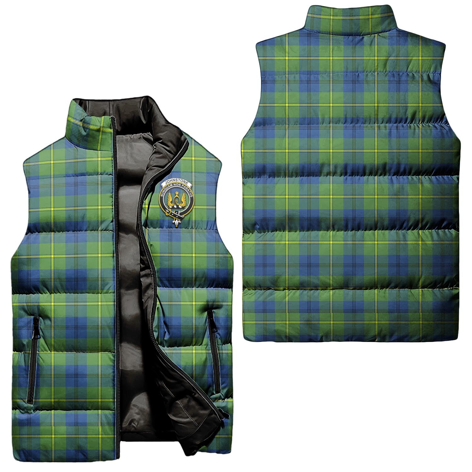 Johnstone-Johnston Ancient Tartan Sleeveless Puffer Jacket with Family Crest Unisex - Tartanvibesclothing