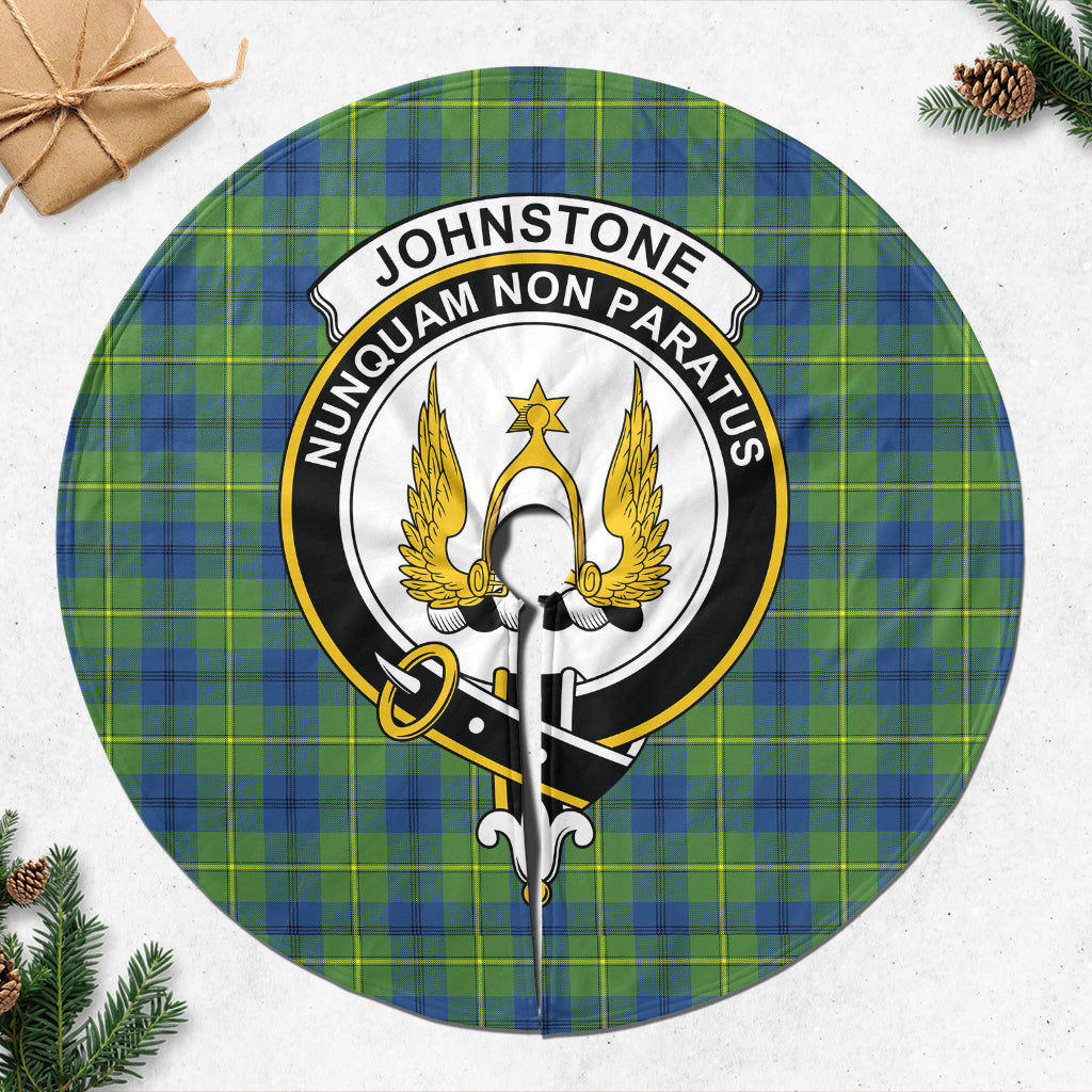 Johnstone-Johnston Ancient Tartan Christmas Tree Skirt with Family Crest - Tartanvibesclothing