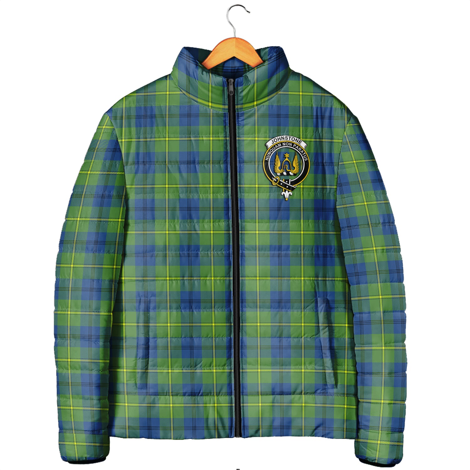 Johnstone-Johnston Ancient Tartan Padded Jacket with Family Crest - Tartanvibesclothing