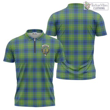 Johnstone Ancient Tartan Zipper Polo Shirt with Family Crest