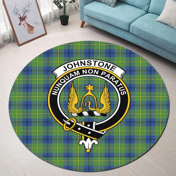 Johnstone Ancient Tartan Round Rug with Family Crest