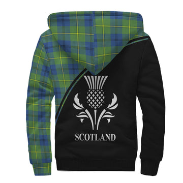 Johnstone Ancient Tartan Sherpa Hoodie with Family Crest Curve Style