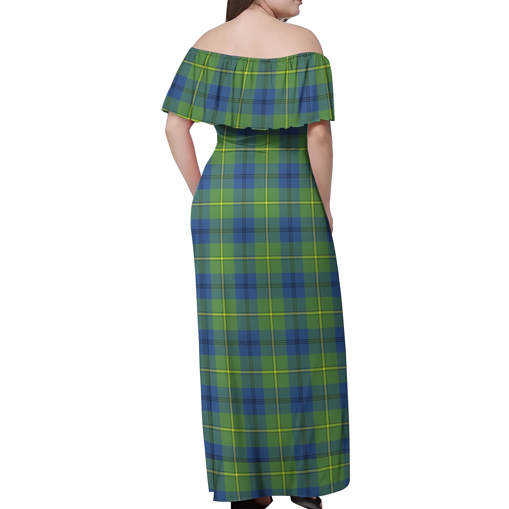 Johnstone-Johnston Ancient Tartan Off Shoulder Long Dress - Tartanvibesclothing