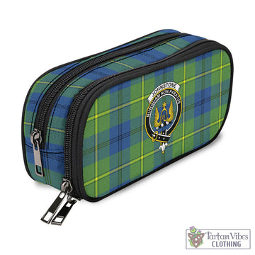 Johnstone Ancient Tartan Pen and Pencil Case with Family Crest