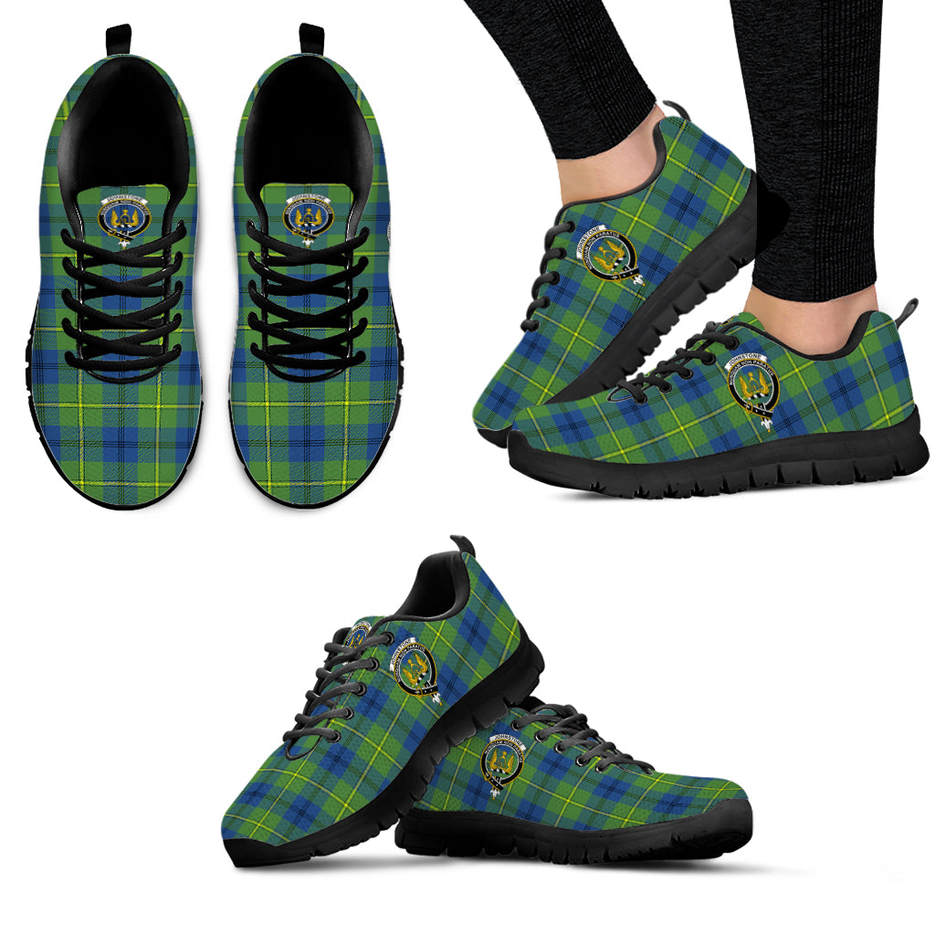 Johnstone Ancient Tartan Sneakers with Family Crest - Tartan Vibes Clothing