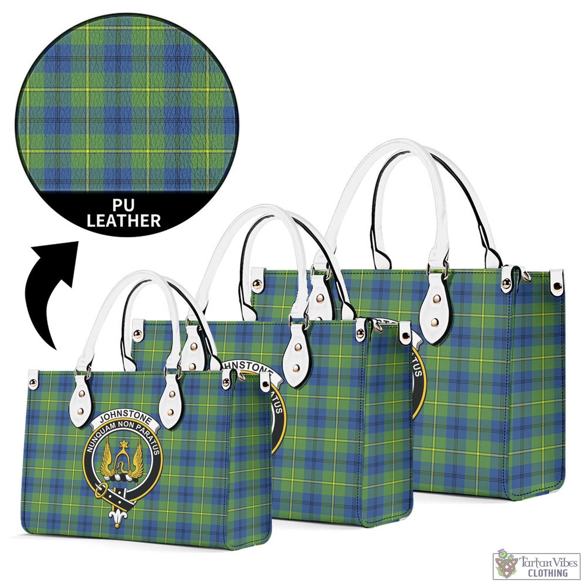 Tartan Vibes Clothing Johnstone-Johnston Ancient Tartan Luxury Leather Handbags with Family Crest