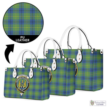 Johnstone Ancient Tartan Luxury Leather Handbags with Family Crest