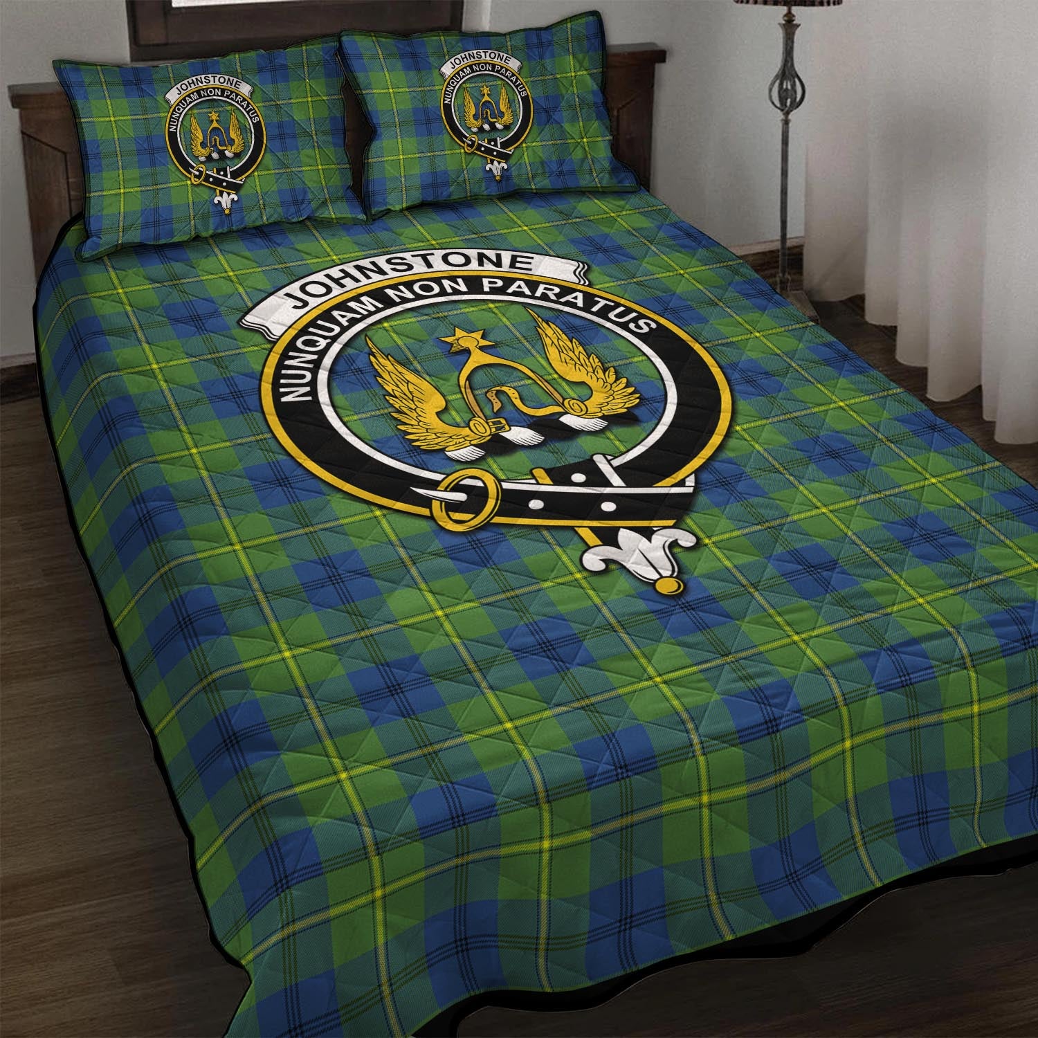 Johnstone Ancient Tartan Quilt Bed Set with Family Crest - Tartan Vibes Clothing