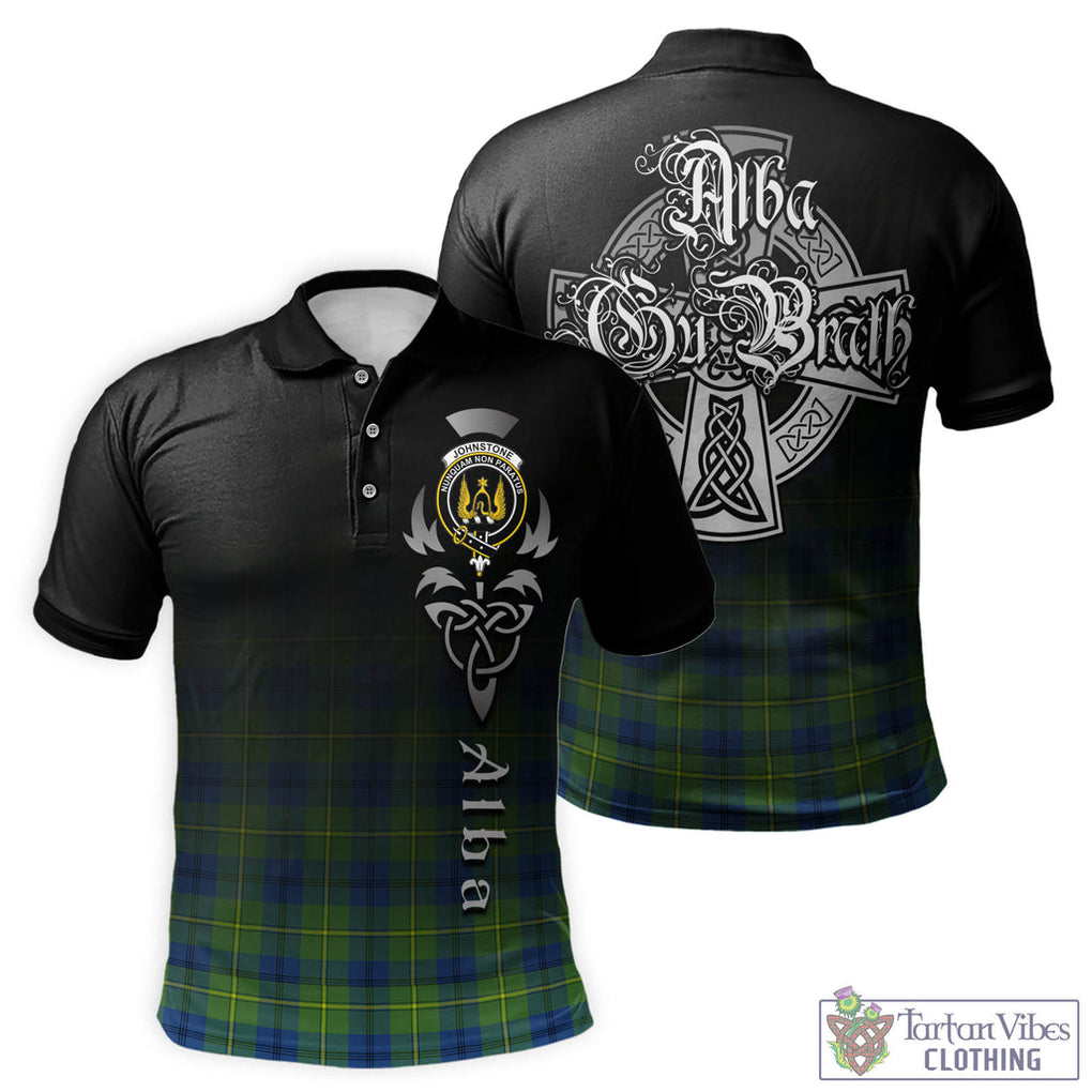 Tartan Vibes Clothing Johnstone-Johnston Ancient Tartan Polo Shirt Featuring Alba Gu Brath Family Crest Celtic Inspired