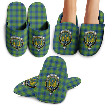 Johnstone Ancient Tartan Home Slippers with Family Crest