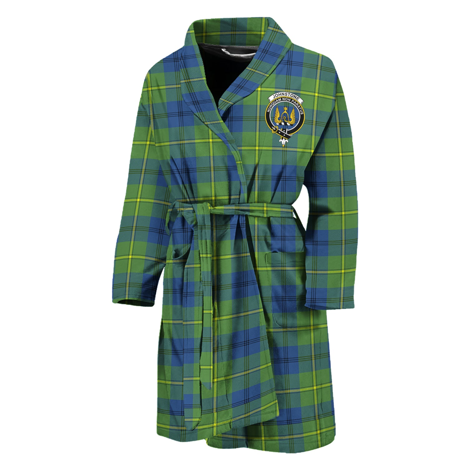 Johnstone Ancient Tartan Bathrobe with Family Crest Unisex M - Tartan Vibes Clothing