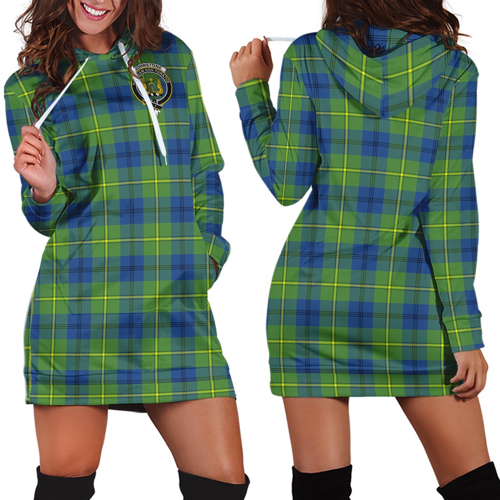 Johnstone Ancient Tartan Hoodie Dress with Family Crest - Tartan Vibes Clothing