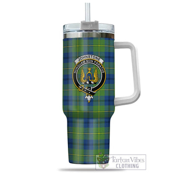 Johnstone Ancient Tartan and Family Crest Tumbler with Handle