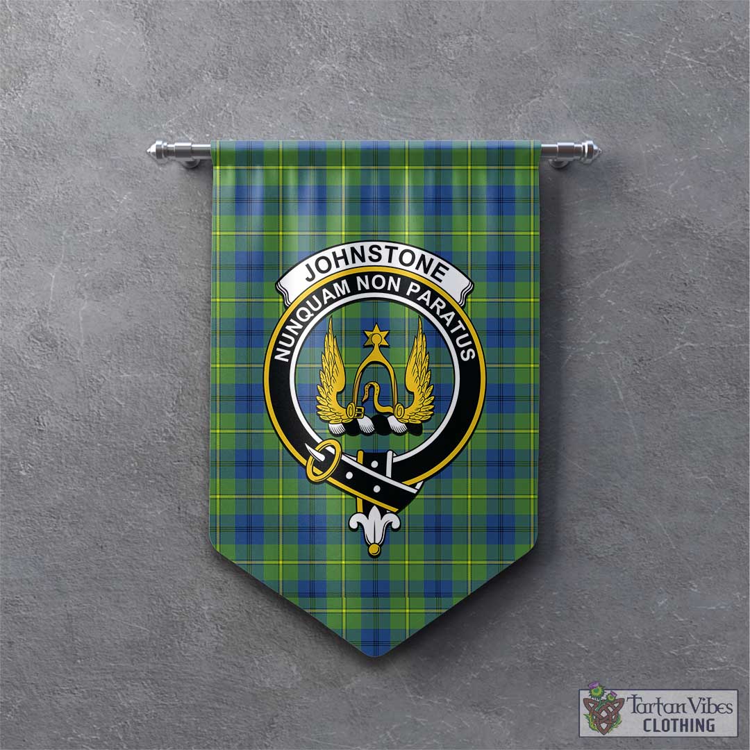 Tartan Vibes Clothing Johnstone-Johnston Ancient Tartan Gonfalon, Tartan Banner with Family Crest