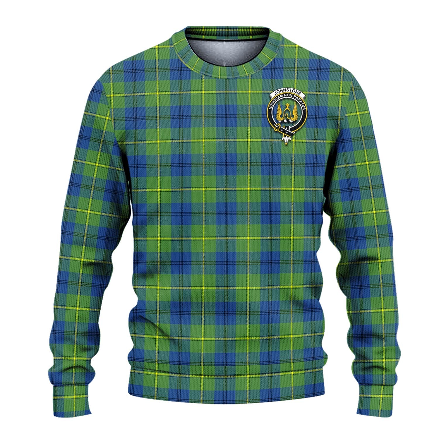 Johnstone-Johnston Ancient Tartan Knitted Sweater with Family Crest - Tartanvibesclothing