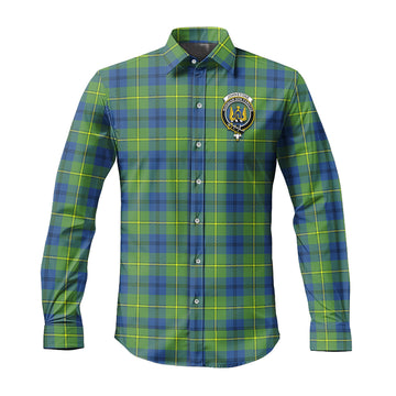 Johnstone Ancient Tartan Long Sleeve Button Up Shirt with Family Crest