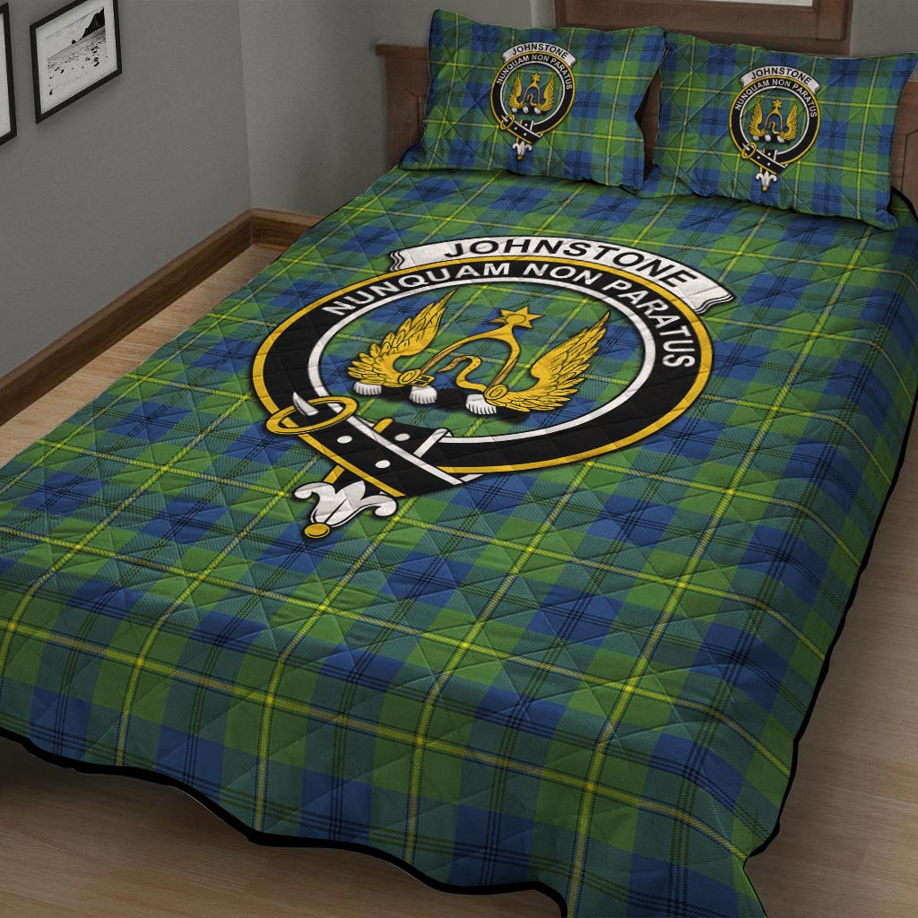 Johnstone Ancient Tartan Quilt Bed Set with Family Crest - Tartan Vibes Clothing