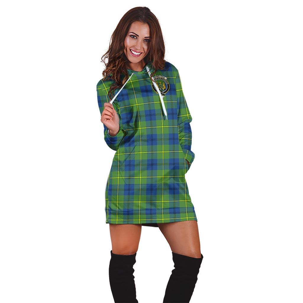 Johnstone Ancient Tartan Hoodie Dress with Family Crest - Tartan Vibes Clothing