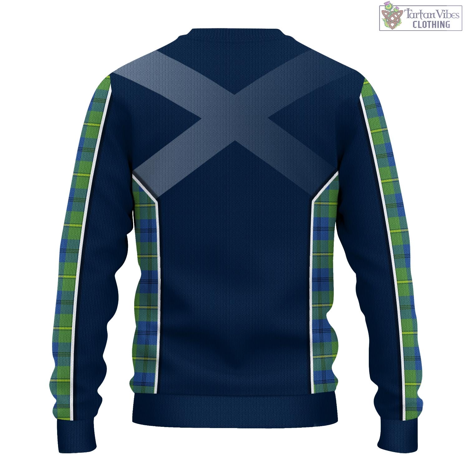 Tartan Vibes Clothing Johnstone-Johnston Ancient Tartan Knitted Sweatshirt with Family Crest and Scottish Thistle Vibes Sport Style