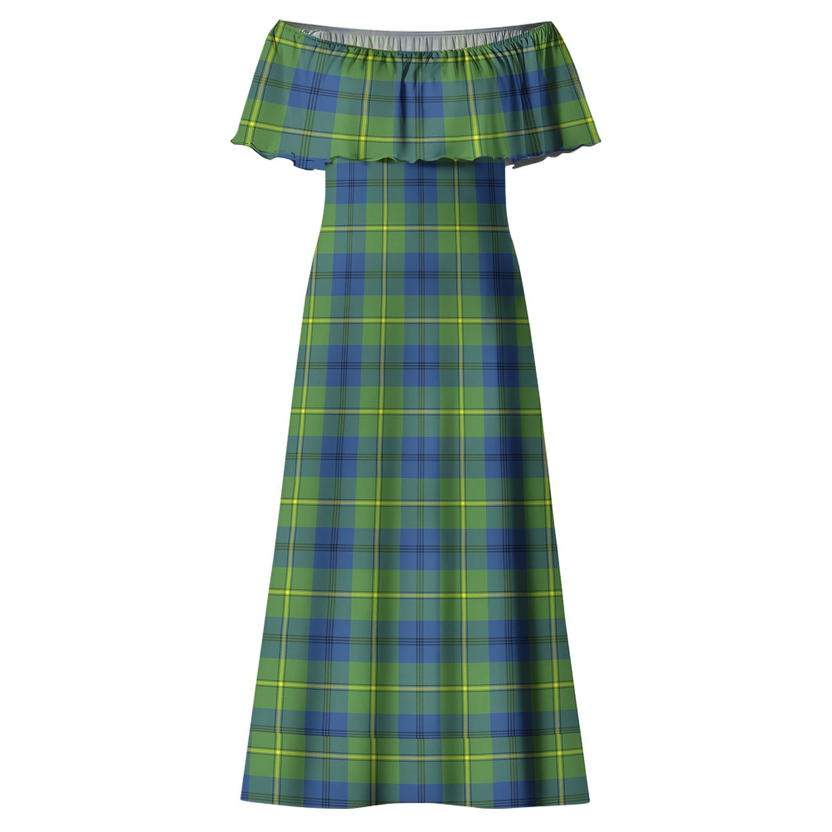 Johnstone-Johnston Ancient Tartan Off Shoulder Long Dress - Tartanvibesclothing