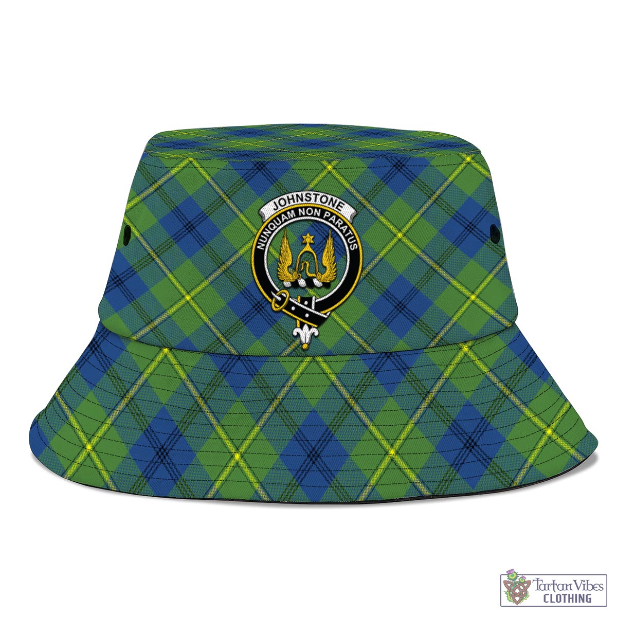 Tartan Vibes Clothing Johnstone-Johnston Ancient Tartan Bucket Hat with Family Crest