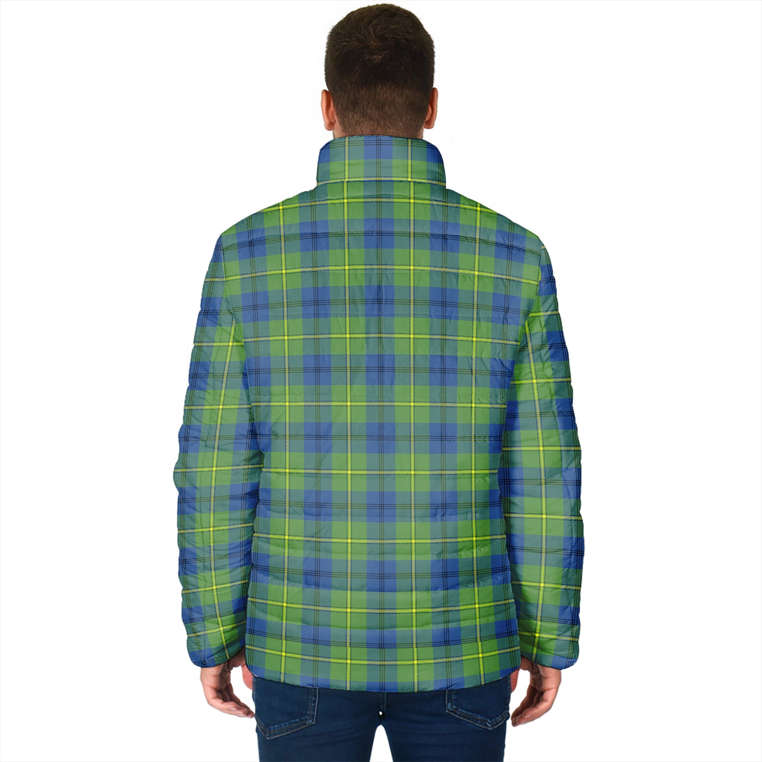 Johnstone Ancient Tartan Padded Jacket with Family Crest - Tartan Vibes Clothing