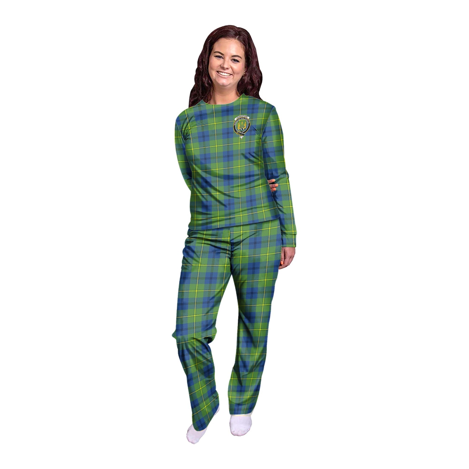 Johnstone-Johnston Ancient Tartan Pajamas Family Set with Family Crest - Tartanvibesclothing