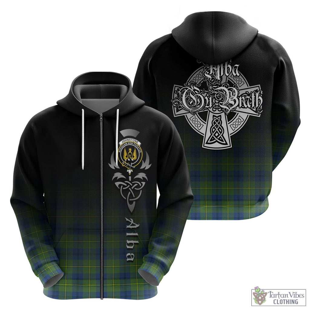 Tartan Vibes Clothing Johnstone-Johnston Ancient Tartan Hoodie Featuring Alba Gu Brath Family Crest Celtic Inspired