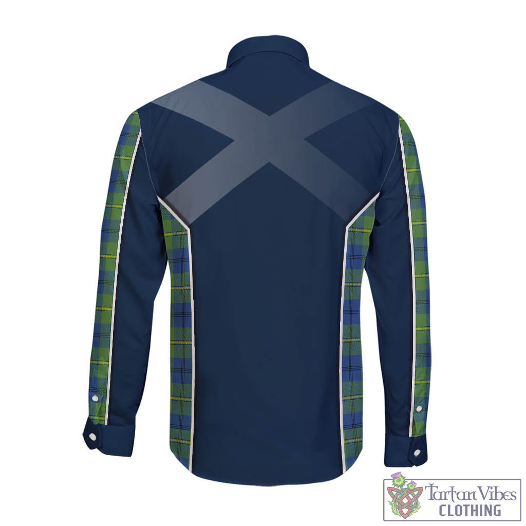 Tartan Vibes Clothing Johnstone-Johnston Ancient Tartan Long Sleeve Button Up Shirt with Family Crest and Lion Rampant Vibes Sport Style