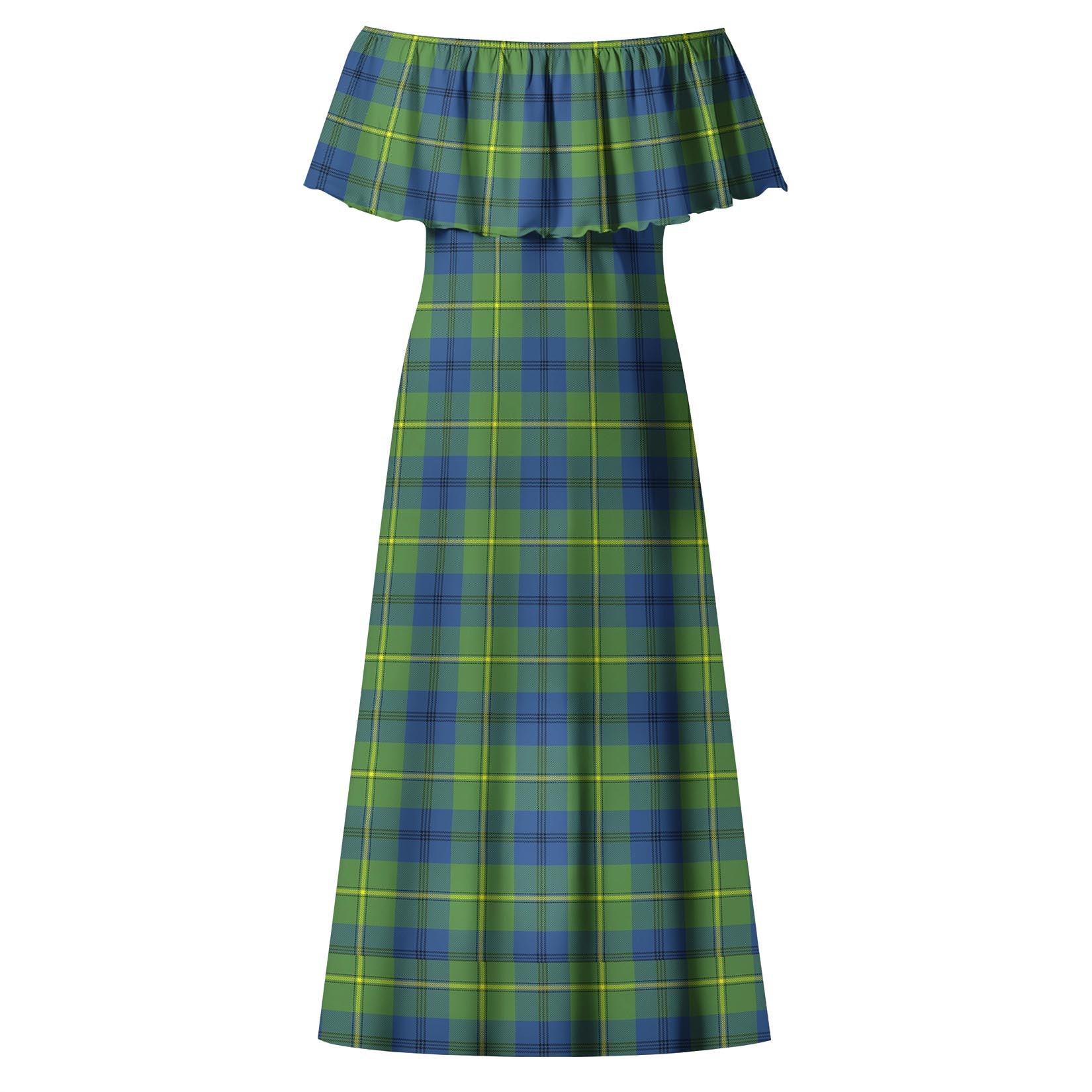 Johnstone-Johnston Ancient Tartan Off Shoulder Long Dress - Tartanvibesclothing