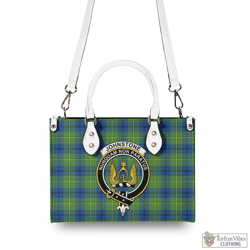 Tartan Vibes Clothing Johnstone-Johnston Ancient Tartan Luxury Leather Handbags with Family Crest