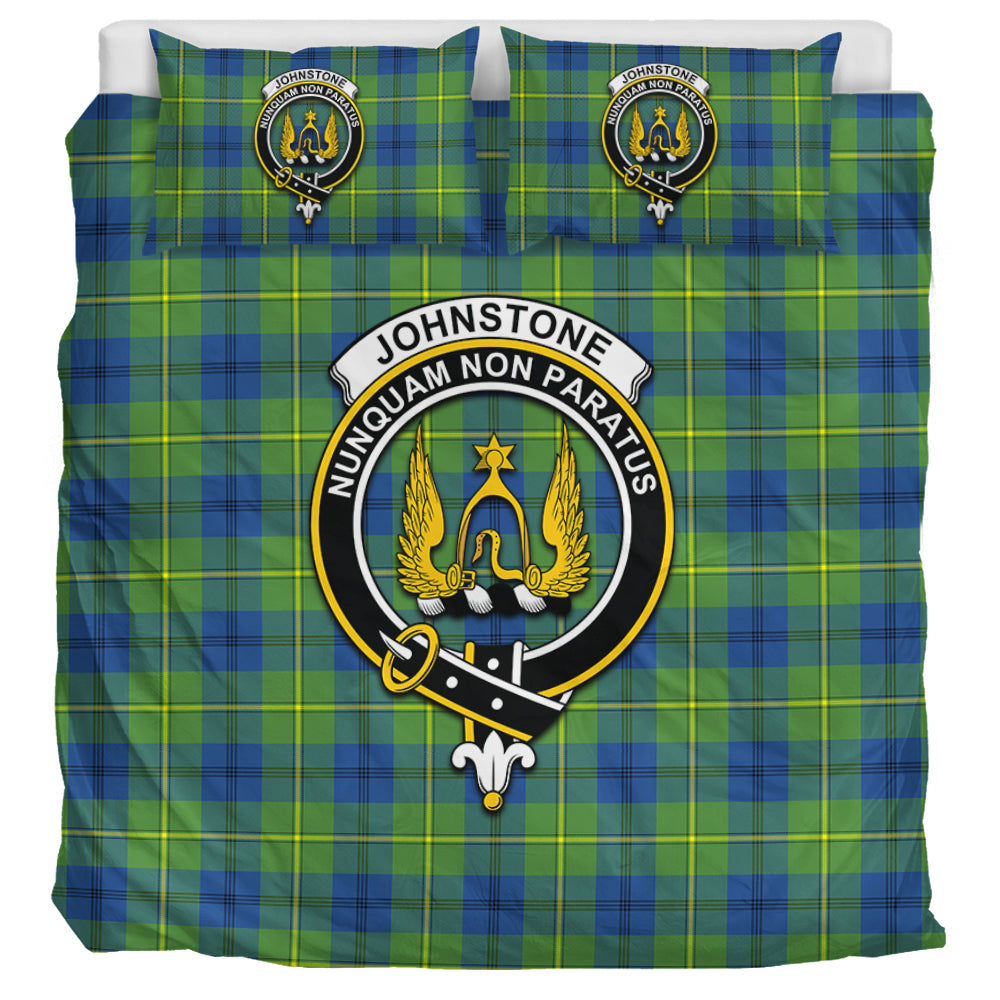 Johnstone Ancient Tartan Bedding Set with Family Crest UK Bedding Set UK Super King 104*94 inch - Tartan Vibes Clothing