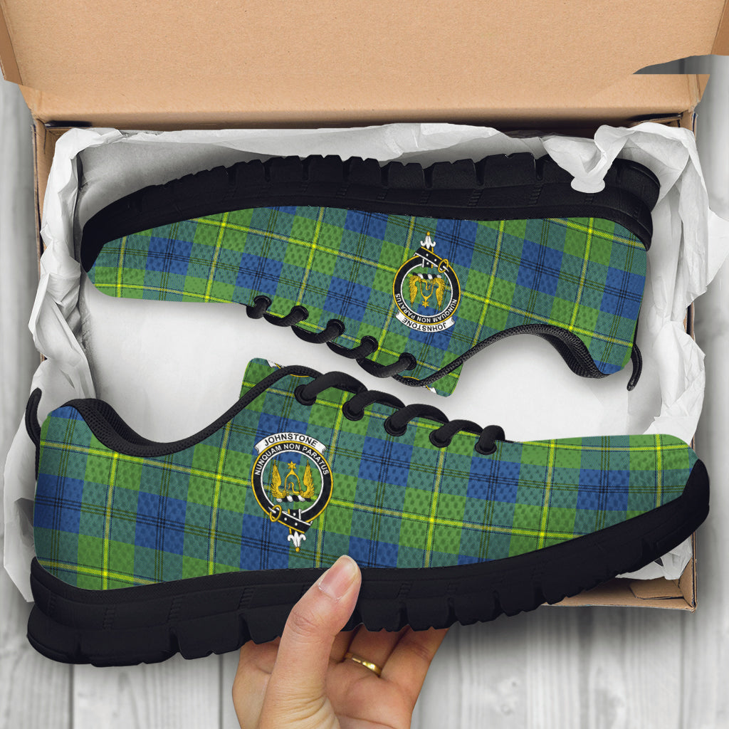 Johnstone Ancient Tartan Sneakers with Family Crest - Tartan Vibes Clothing