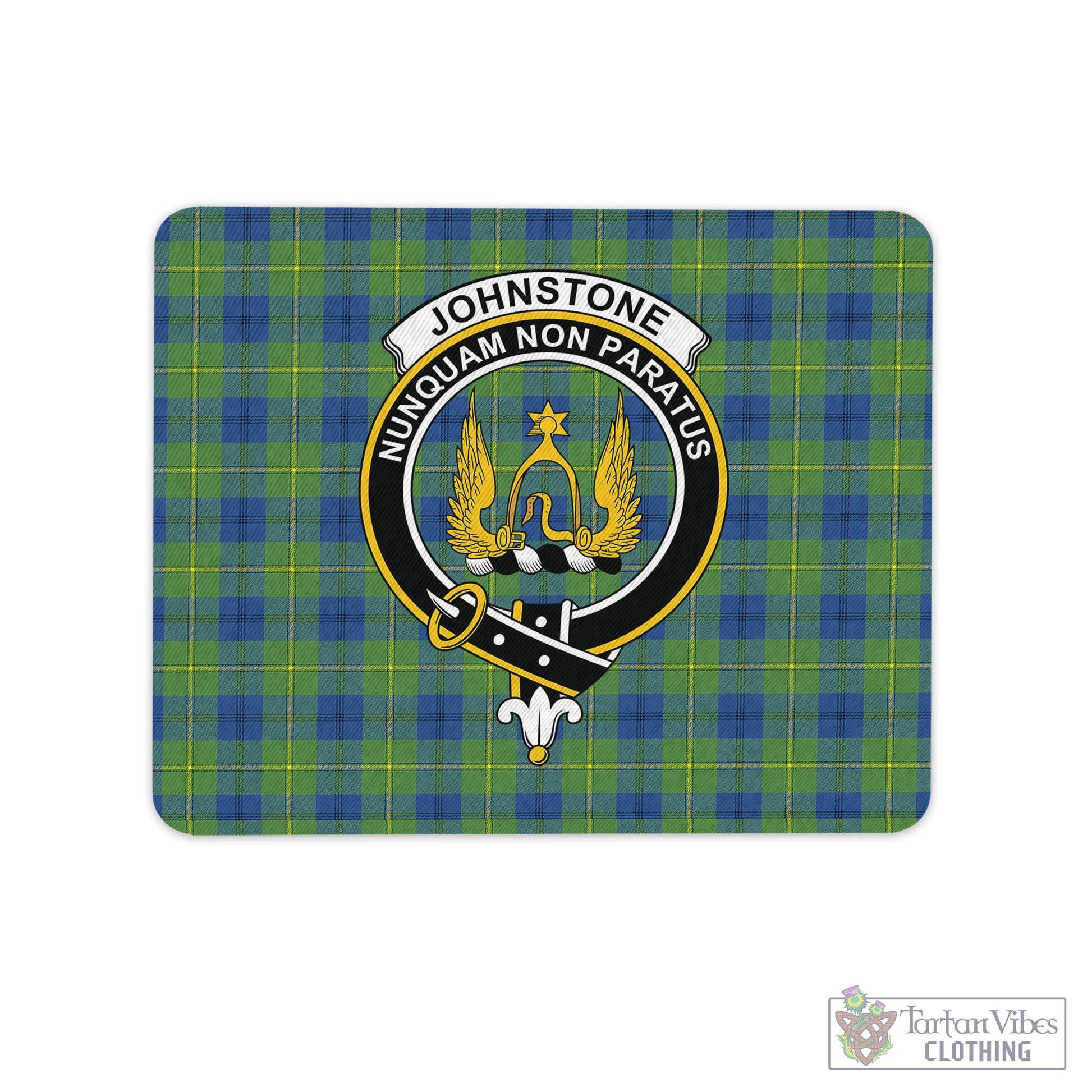 Tartan Vibes Clothing Johnstone-Johnston Ancient Tartan Mouse Pad with Family Crest