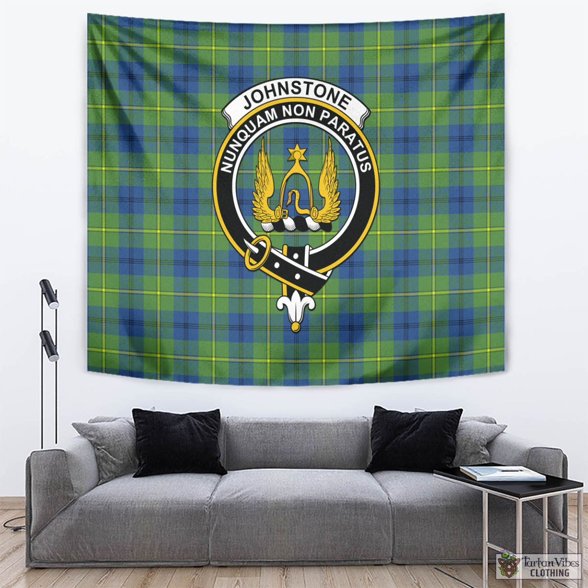 Tartan Vibes Clothing Johnstone-Johnston Ancient Tartan Tapestry Wall Hanging and Home Decor for Room with Family Crest