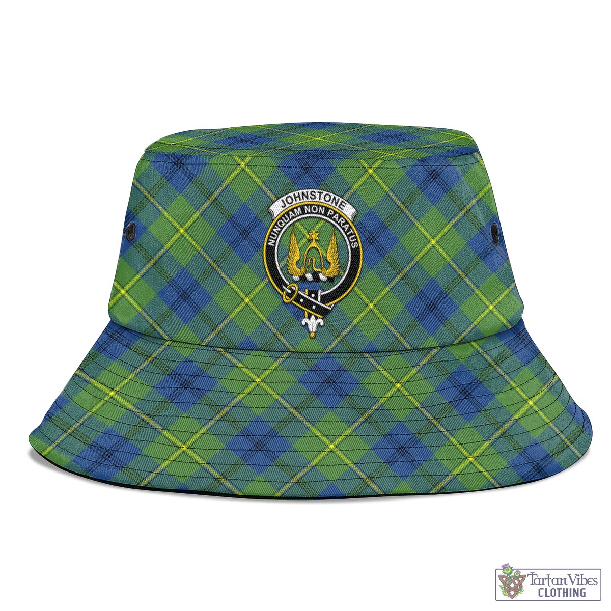 Tartan Vibes Clothing Johnstone-Johnston Ancient Tartan Bucket Hat with Family Crest