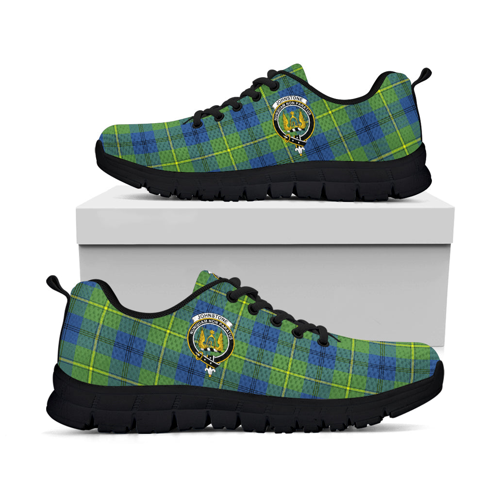 Johnstone Ancient Tartan Sneakers with Family Crest - Tartan Vibes Clothing